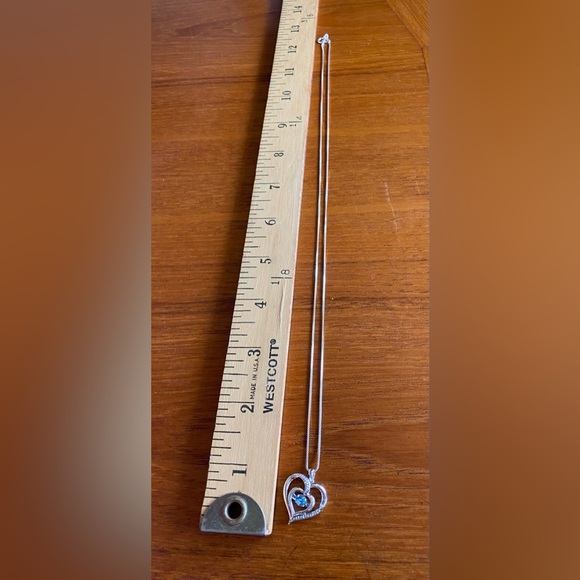 Silver and Blue Heart Necklace with Gemstone - Picture 5 of 5